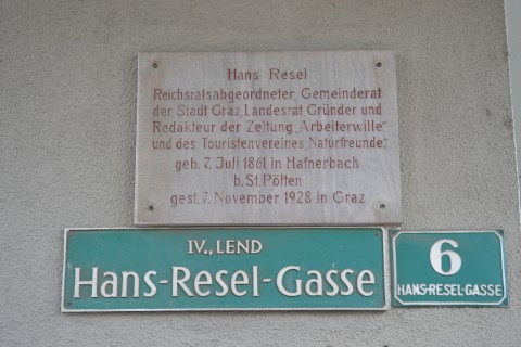 Gedenktafel für Hans Resel an der Arbeiterkammer. (c) Micka Messino 
