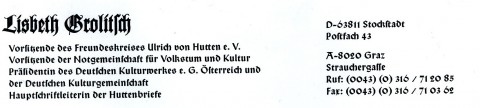 Briefpapier von Grolitsch - mit dementsprechender Signatur. Mit freundlicher Genehmigung von Herwig Höller