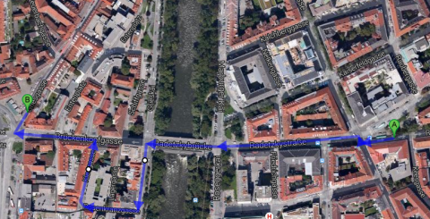Entlang dieser Strecke verläuft der "Lauftext"