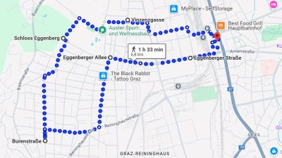 Laufstrecke durch Eggenberg.