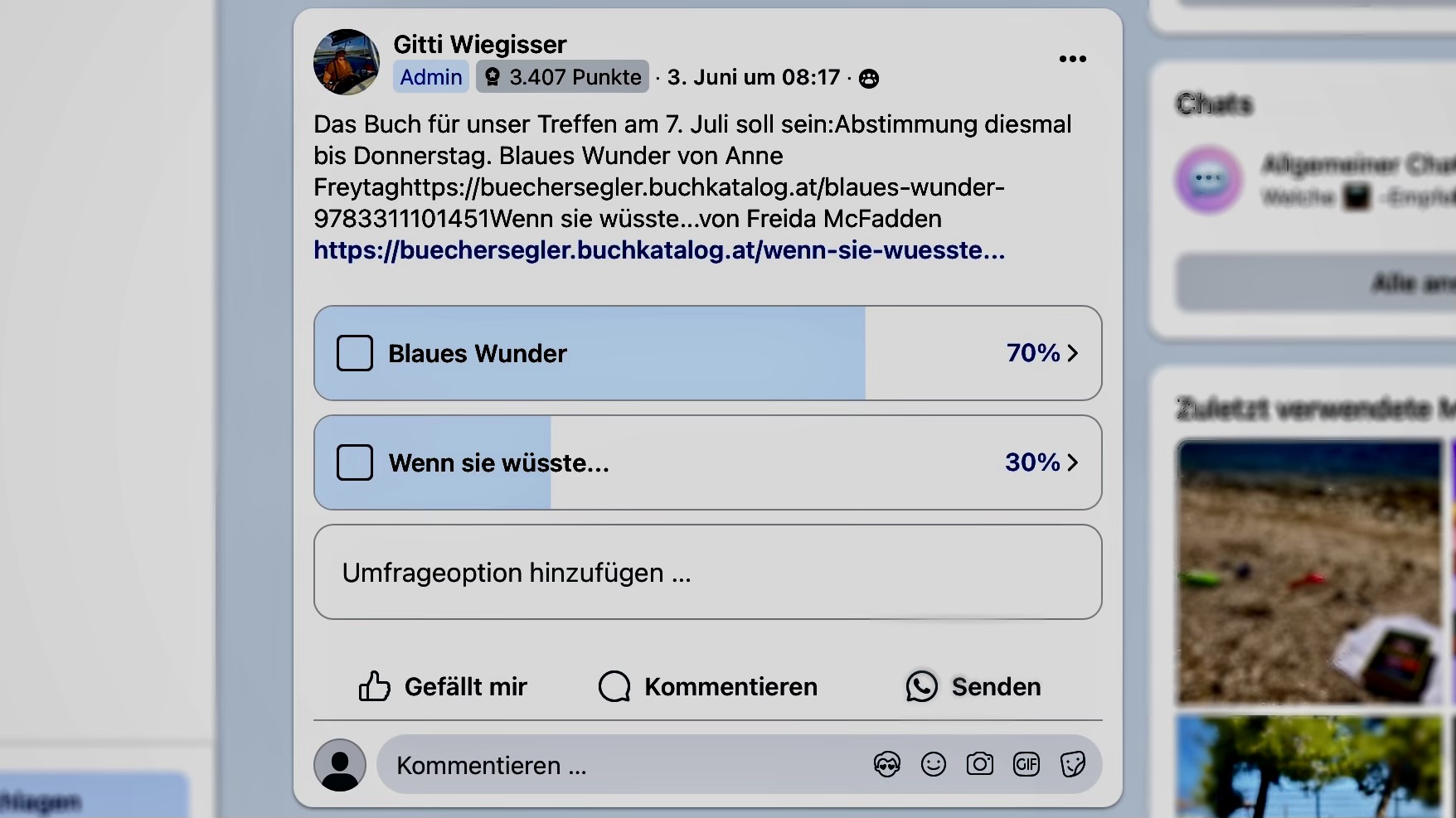 Abstimmung in der Facebook-Gruppe